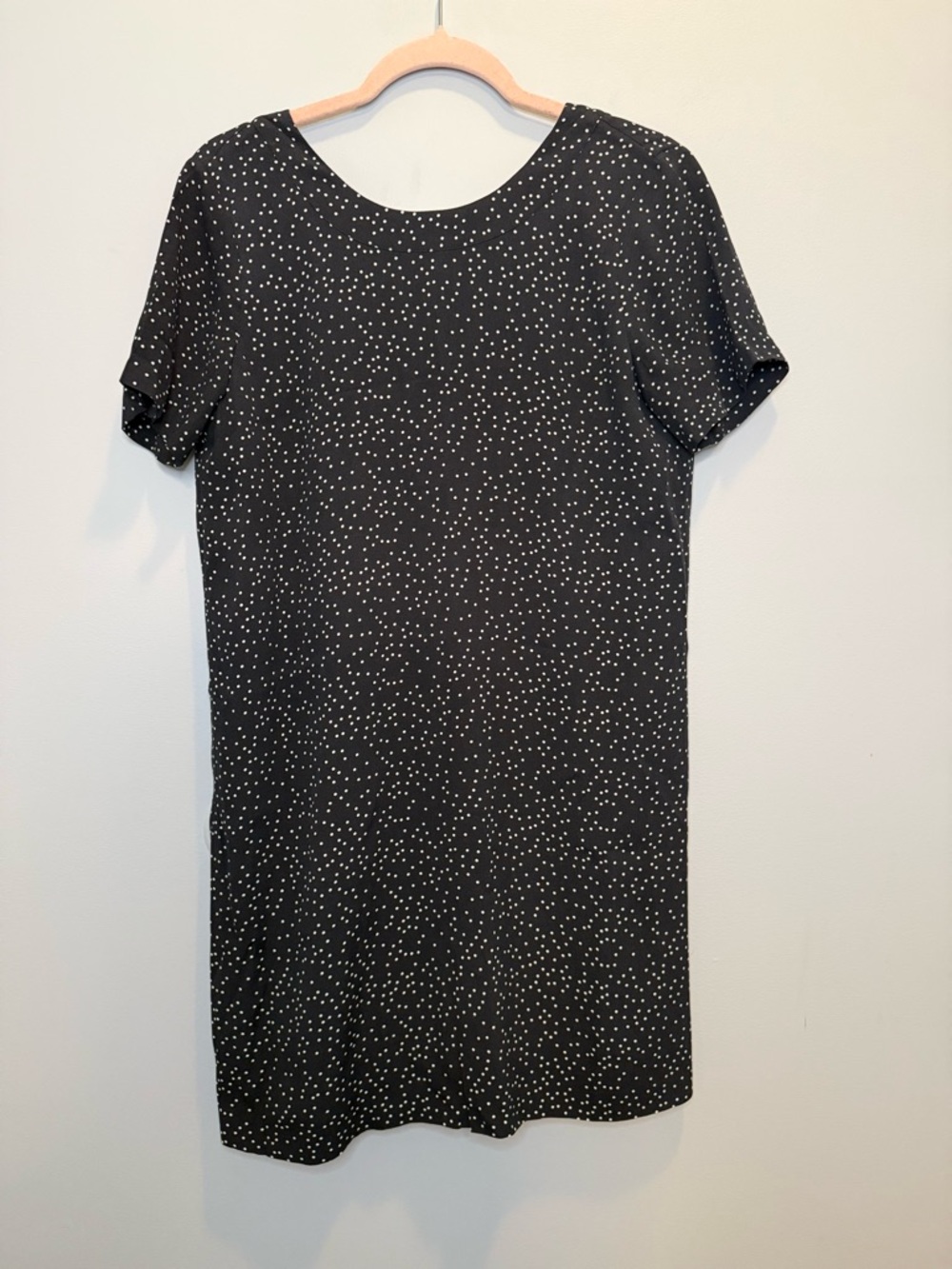 Madewell Zip-Back Shift Dress in Dot Scatter Black White Polka Dot Size 2